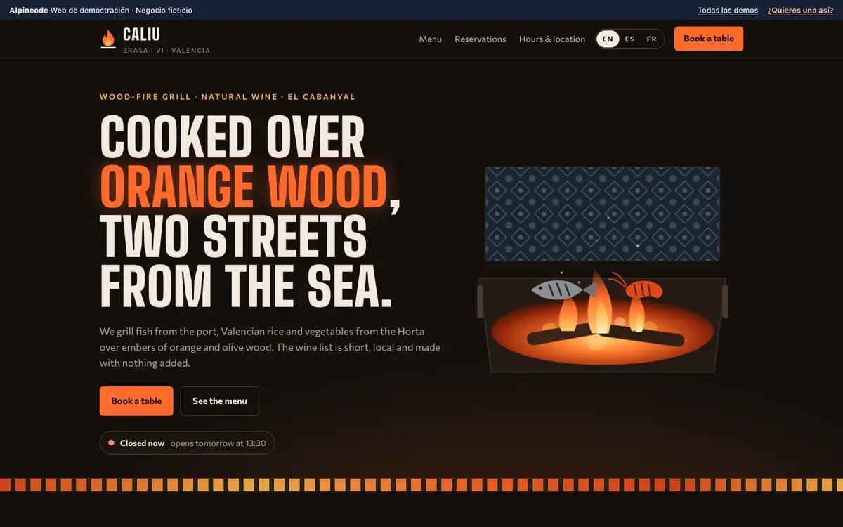 Screenshot of the demo Caliu Brasa i Vi